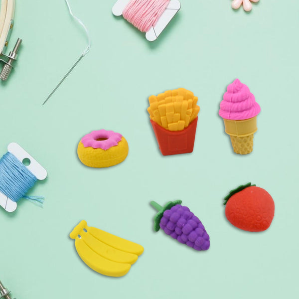 3D Food Fancy & Colorful Erasers – Cute Novelty Eraser Set for Kids & School Prize (1 Set / Mix Design & Color) the24kgal