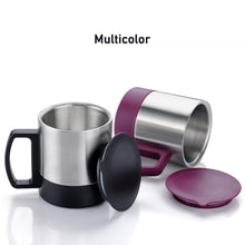 Stainless Steel Coffee/Tea Cup, Stainless Steel Lid Cover Hot Coffee/Tea Mug Hot Insulated Double Wall Stainless Steel, Coffee and Milk Cup with Lid & Handle Easy To Carry - Coffee Cup (1 Pc) the24kgal