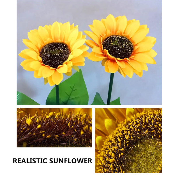 2 Pc Outdoor Solar Sunflower Lights Intelligent Light Control Waterproof Garden Landscape Stake Light the24kgal