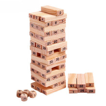 54 Pcs Blocks 4 Dices Wooden Tumbling Stacking Building the24kgal