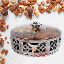 Multipurpose Dry Fruit Box 4 Section Dry Fruit Round Silver Gift Box (1 Pc) the24kgal