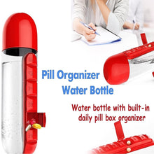 Water Bottle with Built-in 7-Day Pill Organizer Approx 900ml (1 Pc) the24kgal