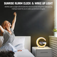 Smart Alarm Clock with G-Shape RGB Light Bluetooth Speaker, Wireless Charging (1 Pc) the24kgal