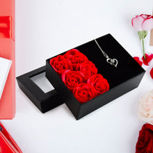 Rose Flower Gift Box, Handmade Eternal Rose with I Love You Necklace, Valentine's Day, the24kgal
