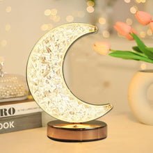 Crystal Table Lamp | Moon Shape Touch Control Lamp with 3 Color | Metal Bedside Lamp for Kids Bedroom Romantic Desktop Nightstand | Stepless Dimming USB Charging Touch Night Light the24kgal