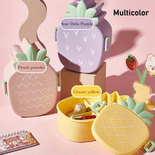 Kids Lunch Box Cute Pineapple Shaped Bento Box with Fork Spoon Snack Container Microwave Portable Office Lunch Box (1 Pc / With Spoon, Fork & Color Box) the24kgal