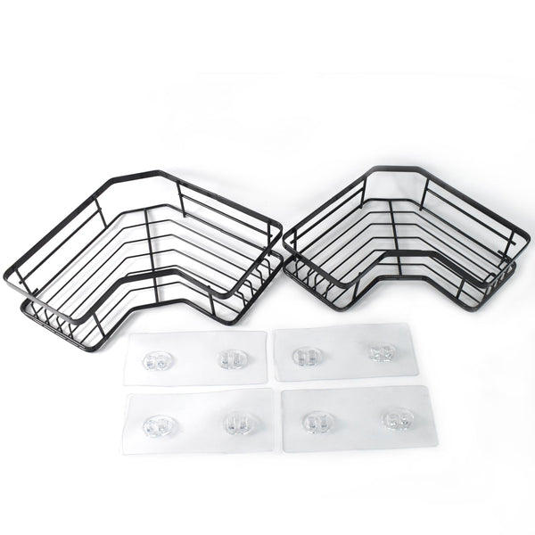 Iron Coating Self-Adhesive Corner Shelf Organizer (2 Pc) the24kgal