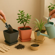 Trendy Square Plastic Flower Pots Set of 5 the24kgal