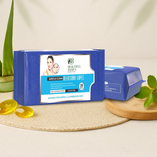 Beautiful Basics Normal & Oily Skin Face Wipes (2 Pkts x 50 Pcs Wipes) the24kgal