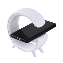 Smart Alarm Clock with G-Shape RGB Light Bluetooth Speaker, Wireless Charging (1 Pc) the24kgal