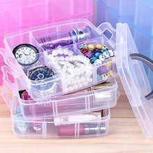 3-Tier 18 Sections Transparent Stackable Adjustable Compartment Slot Plastic Craft Storage Box the24kgal