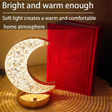 Crystal Table Lamp | Moon Shape Touch Control Lamp with 3 Color | Metal Bedside Lamp for Kids Bedroom Romantic Desktop Nightstand | Stepless Dimming USB Charging Touch Night Light the24kgal