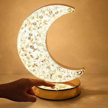 Crystal Table Lamp | Moon Shape Touch Control Lamp with 3 Color | Metal Bedside Lamp for Kids Bedroom Romantic Desktop Nightstand | Stepless Dimming USB Charging Touch Night Light the24kgal