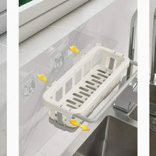 Multipurpose Platic Hanging Drain Rack Retractable Sponge Storage Hanging Rack With Adhesive Hook for Kitchen and Bathroom Dishcloth Holders Basket Drying Tray Organizer the24kgal