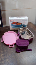 3 in 1 Spicy Bite Stainless Steel Lunch Box With Plastic Small Box & Spoon (1 Set) the24kgal