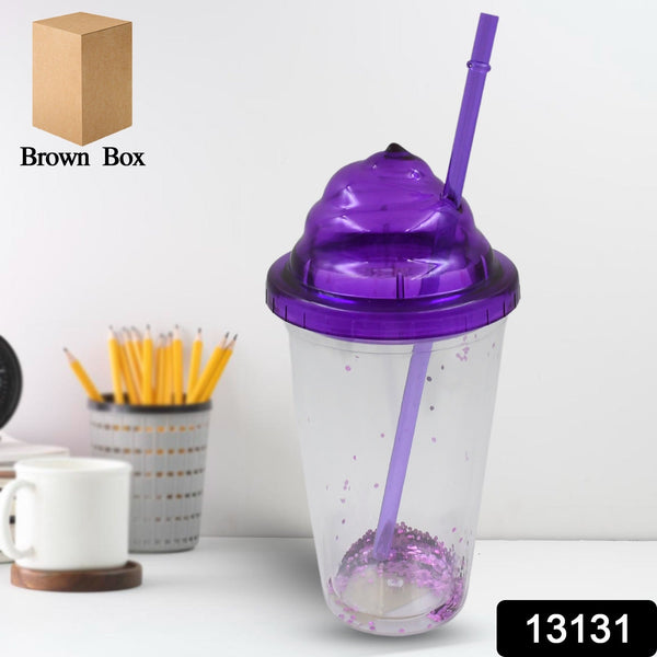 High Quality Plastic Creative Cold Drink Cup / Tumble, Reusable Tea Coffee Tumbler with Lid and Straw, Double Wall Plastic Drinking Sport Bottle, Travel Tumbler (1 Pc / Mix Color) the24kgal