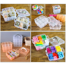 3-Tier 18 Sections Transparent Stackable Adjustable Compartment Slot Plastic Craft Storage Box the24kgal