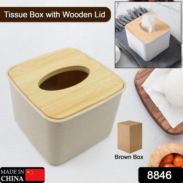 Tissue Box Desktop Stand Bamboo Tissue Cover Box Rectangular Paper Towel Holder Removable Tissue Dispenser for Bathroom Vanity Countertop Bedroom Car Holder Paper Towels Dispenser (1 Pc ) the24kgal