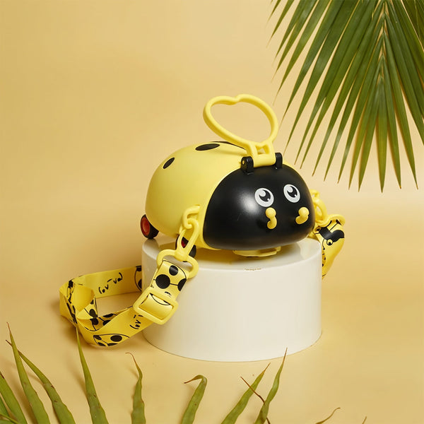 Cute Plastic Bug Shape Water Bottle with adjustable shoulder strap, 4 wheel &  Straw, portable drinking cup Water Bottle For Kids | Water Bottle | Return Gift For Kids | Water Bottle With Straw | School Kinds Water Bottle (1 Pc) the24kgal