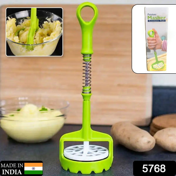 Multi Functional One-Handed Plastic Manual Mashed Potatoes Masher, Mash Sweet Potato Masher with Comfort Grip and Stainless-Steel Spring Design for Nonstick Pans (1 Pc) the24kgal