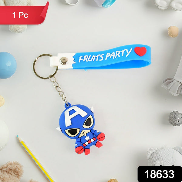 Cute Cartoon Silicone 3D Key Chain with Metal Hook & Strap (Pack of 1) the24kgal