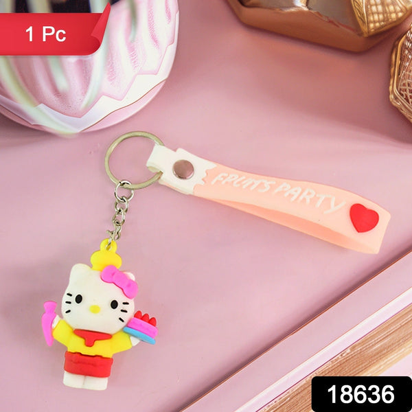 Cute Cartoon Silicone 3D Key Chain with Metal Hook & Strap (Pack of 1) the24kgal
