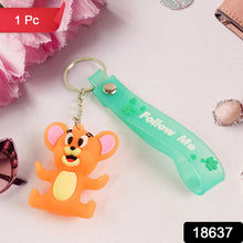 Cute Cartoon Silicone 3D Key Chain with Metal Hook & Strap (Pack of 1 / Mix Design) the24kgal
