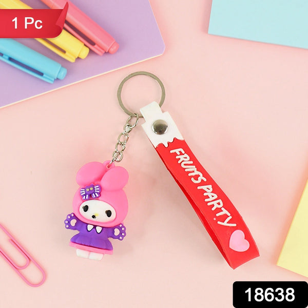 Cute Cartoon Silicone 3D Key Chain with Metal Hook & Strap (Pack of 1) the24kgal