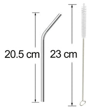 Reusable Stainless Steel Drinking Straws Bent (4 Bent Straws, 1 Brush) the24kgal
