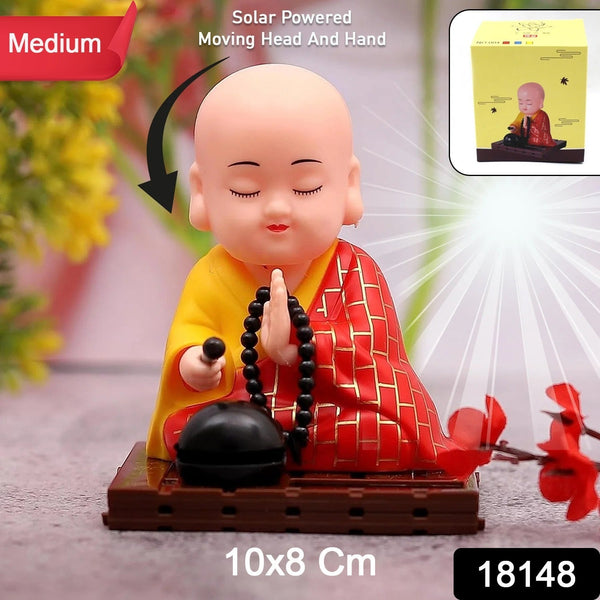 Solar Powered Sitting Buddha Statue,  Moving Head and Hand (1 Pc / Medium) the24kgal