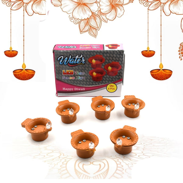 Water Sensor Diyas for Diwali Decoration | Diyas for Home Decoration| Diwali Decoration Items for Home Decor Diyas | Diwali LED Diyas Candle with Water Sensing Technology E-Diya (6Pc Set) the24kgal