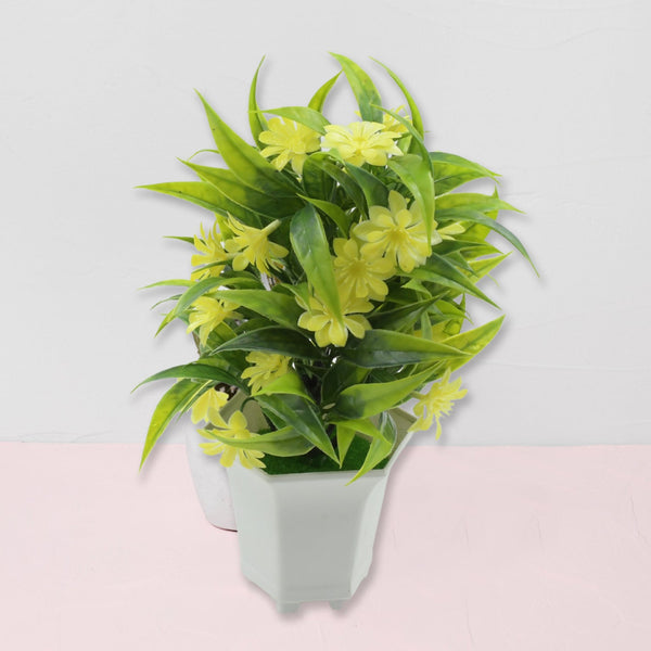 Artificial Flower Plant with Cute Pot – Home & Office Tabletop Decor, Indoor Balcony Plant (1 Pc) the24kgal