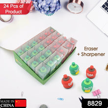 2-in-1 3D Cold Drink Bottle Shape Rubber Pencil Sharpener and Eraser Set, Stationery for Kids School Boys Girls, Birthday Return Gifts (24 Pcs Set ) the24kgal