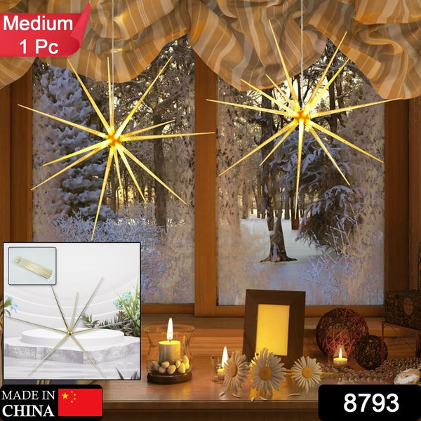 3D Gold Star Hanging Decoration Star, Acrylic Look  Hanging Luminous Star for Windows, Home, Garden Festive Embellishments for Holiday Parties Weddings Birthday Home Decoration (Medium) the24kgal
