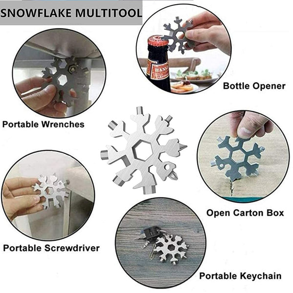 Durable & Portable 18 in 1 Snowflake Multi-Tool, Snowflake Bottle Opener Flat Phillips Screwdriver Kit Wrench the24kgal