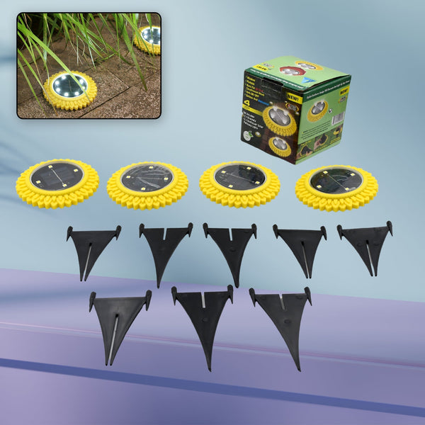 4 Pack Solar Ground Lights, LED Solar Powered Disk Lights Outdoor Waterproof Garden Landscape Lighting for Yard Deck Lawn Pathway Walkway Balcony Decoration the24kgal