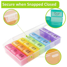 Pill Box 7 Day Weekly Medicine Organizer Daily Planner Portable Travel Container Holder for Vitamin and Supplement Moisture-Proof Compartments Case for Pocket Purse Easy to Use BPA Free (21 Grid) the24kgal