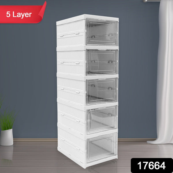 5-Layer Stackable Utility Cart – Foldable Storage Organizer for Clothes & Home (1 Pc) the24kgal