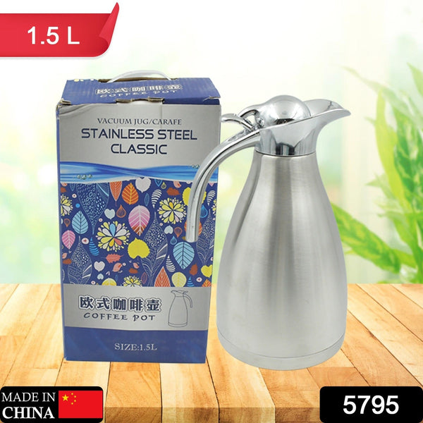 Vacuum Insulated Kettle Jug (Stainless Steel): 1.5L Sizes the24kgal