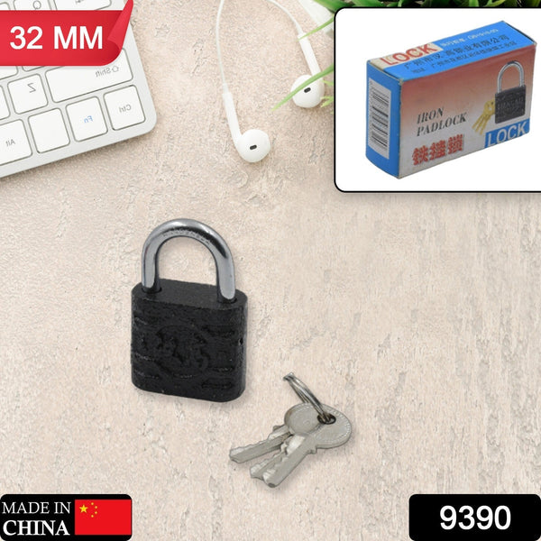 Thickened Black Iron Padlock – Brass Core, Waterproof, Anti-Theft (75/60/32mm) the24kgal