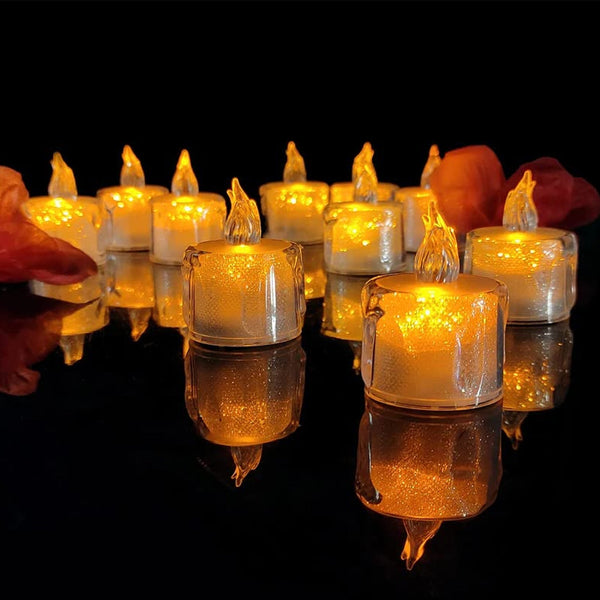 12 Pcs Flameless and Smokeless Decorative Acrylic Candles Transparent Led Tea Light Candle for Gifting, House, Diwali, Christmas, Festival, Events Decor Candles the24kgal