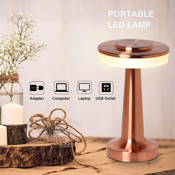 Touch LED Metal Desk Lamp – USB Rechargeable, 3 Colors/Brightness Levels, Dimmable Eye Protection (1 Pc) the24kgal