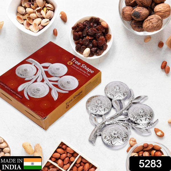 Tree Shape 4 Compartment Mukhwas Dani Serving Tray For Home & Kitchen Use the24kgal