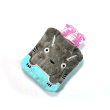 Grey Cat Print Small Hot Water Bag with Cover for Pain Relief the24kgal