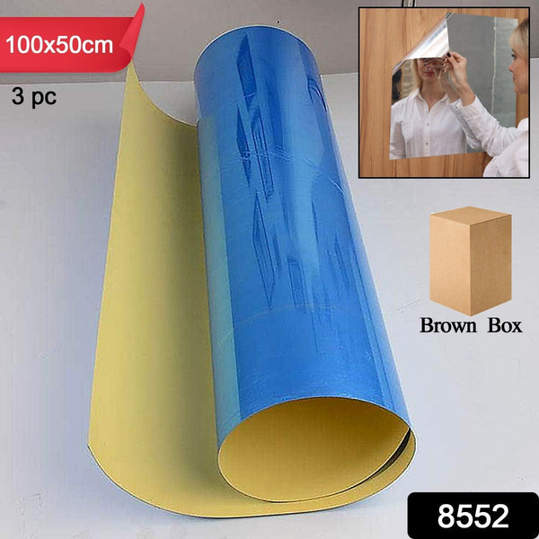 3D Mirror Wall Stickers Wall Mirror Decorative Mirror Paper for Home, Living Room Wall, Bedroom Wall, TV Backdrop Use Paper (100×50 Cm / 3 Pc ) the24kgal