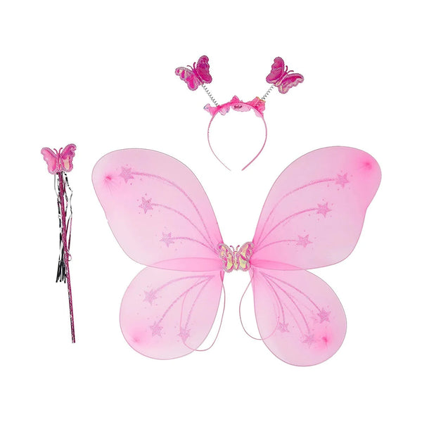 Baby Girl's Fairy Nylon Butterfly Wings Costume Butterfly Fairy Angel Wing| Wand And Hairband Multi- Color For Party (1pc) the24kgal
