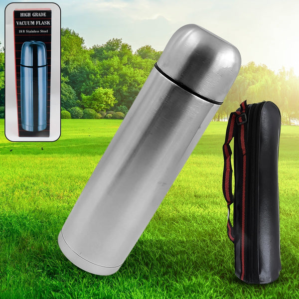 Vacuum Flask With Cover, 18/8 Stainless Steel | Hot and Cold Water Bottle with Push-Down Lid | Double Walled Stainless Steel Bottle for Travel, Home, Office, School, Picnic (750 ML) the24kgal