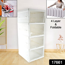 Stackable Multifunctional Storage, for Clothes Foldable Drawer Shelf Basket Utility Cart Rack Storage Organizer Cart for Kitchen, Pantry Closet, Bedroom, Bathroom, Laundry (4 Layer /  1 Pc) the24kgal