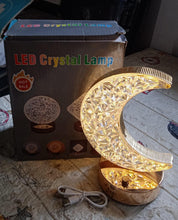 Crystal Table Lamp | Moon Shape Touch Control Lamp with 3 Color | Metal Bedside Lamp for Kids Bedroom Romantic Desktop Nightstand | Stepless Dimming USB Charging Touch Night Light the24kgal
