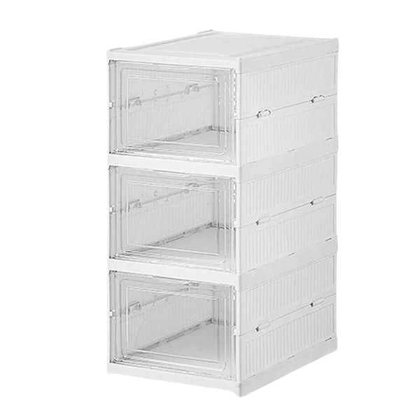 Stackable Multifunctional Storage, for Clothes Foldable Drawer Shelf Basket Utility Cart Rack Storage Organizer Cart for Kitchen, Pantry Closet, Bedroom, Bathroom, Laundry (3 Layer / 1 Pc) the24kgal